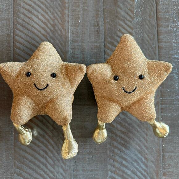 Jellycat Amuseables Star Gold Shimmery Stuffed Plush Sky Set of 2 - Picture 3 of 5